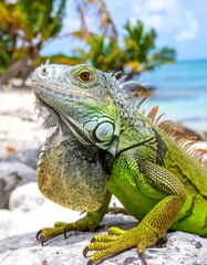 Obraz premium Close-up iguana on beach