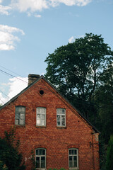 Old red brick house in the village