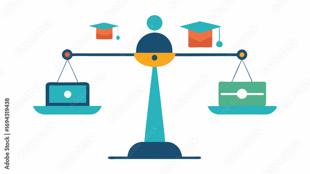 Poster flexible learning options a balanced scale depicting various learning modes online inperson mentorsh