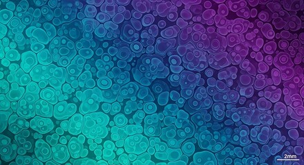 Microscopic View of Abstract Cells in Science with Teal and Purple Hues