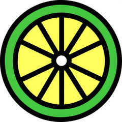 Fototapeta premium Cute Flat Lemon Slice Icon with Candy-Colored Tones