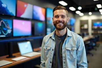 A glimpse into the world of a tech-savvy entrepreneur running a thriving electronics store in the industry.