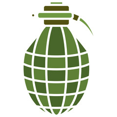 Flat Design Green Hand Grenade Weapon Danger War Object Isolated