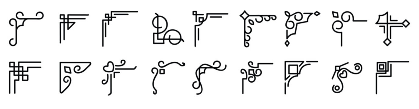 corner border collection elements icons set vector