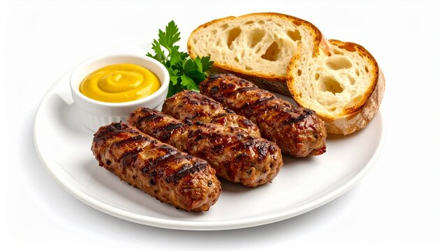 Plate Of Grilled Romanian Mici Rolls
