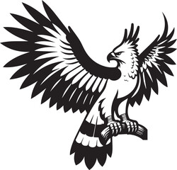 Harpy Eagle Vector in black and White