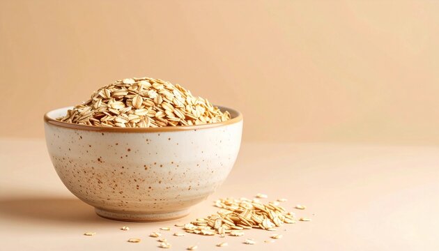 Nourishing bowl of rolled oats ready for a healthy breakfast or baking delicious treats. - Powered by Adobe