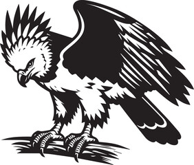 Harpy Eagle Vector in black and White