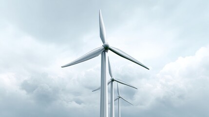 Wind turbines pierce moody skies, echoing the spirit of Global Wind Day, sustainable technology, and autumn's whispering gales
