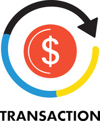 Vector art of money transaction icon with dollar symbol and circular arrow