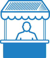 Vector art of stall with vendor