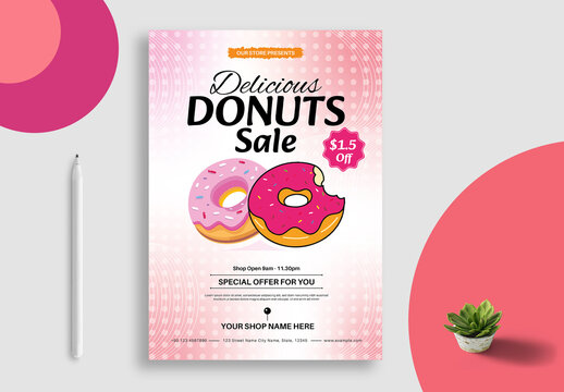 Colorful Donuts Sale Flyer Layout