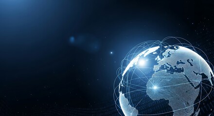 Global network connection illustrates digital data flow and international connectivity in modern technology