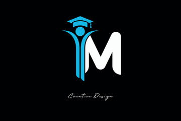 M Creative Education monogram Logo Design Academic Graduation Symbol with Student Icon for Learning, Training & Professional Branding