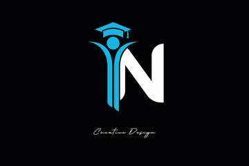N Creative Education monogram Logo Design Academic Graduation Symbol with Student Icon for Learning, Training & Professional Branding