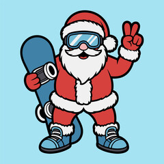 Cool Snowboarding Santa Claus Illustration