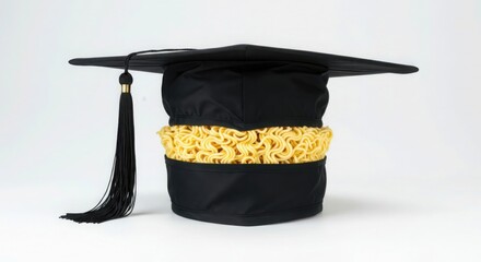 Graduation cap with noodles