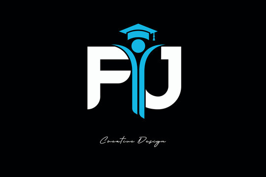 FJ Creative Education monogram Logo Design Academic Graduation Symbol with Student Icon for Learning, Training & Professional Branding