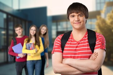 Handsome young college student in campus