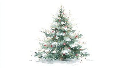 Delicate Watercolor Christmas Tree Illustration for Holiday Decor