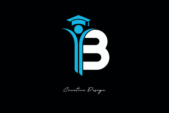 B Creative Education monogram Logo Design Academic Graduation Symbol with Student Icon for Learning, Training & Professional Branding