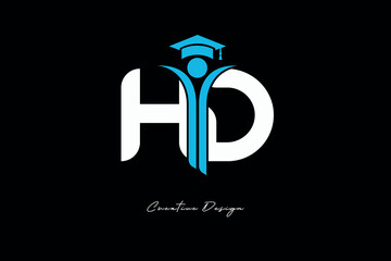HD Creative Education monogram Logo Design Academic Graduation Symbol with Student Icon for Learning, Training & Professional Branding