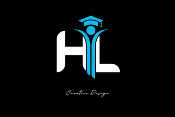 HL Creative Education monogram Logo Design Academic Graduation Symbol with Student Icon for Learning, Training & Professional Branding