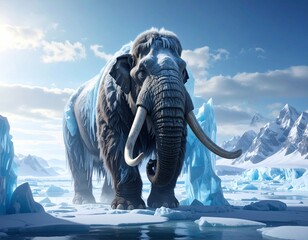 氷河を生き抜くマンモス