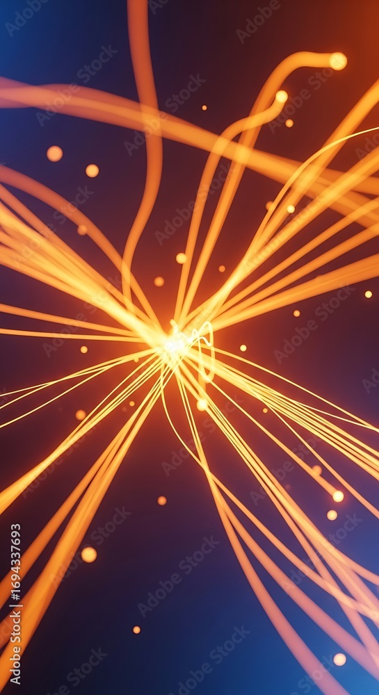 Aufkleber radiant, orange-toned lines emanate outward from a central point, creating a dynamic and energetic v
