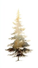 Fototapeta premium Elegant Minimalist Watercolor Christmas Tree Illustration Design