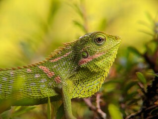 green lizard on a branch