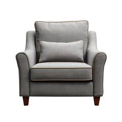 Fototapeta premium Elegant Gray Armchair Isolated on Transparent Background, Comfortable Furniture and Home Interior Concept