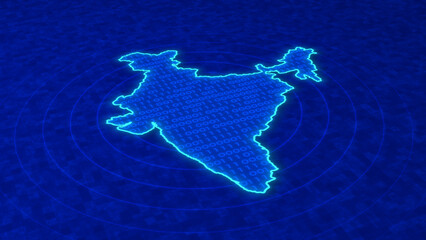 Digital Map of India with Binary Code