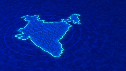Digital Technology Map of India with Binary