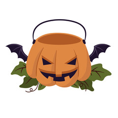 Pumpkin Bat Halloween Candy Bucket