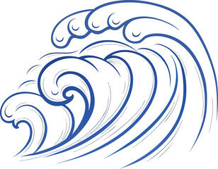 Abstract blue wave vector illustration with swirling water and ocean design elements creating a dynamic pattern