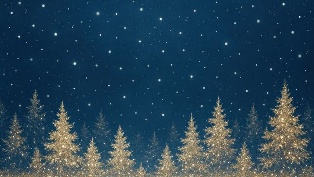Sparkling winter forest night