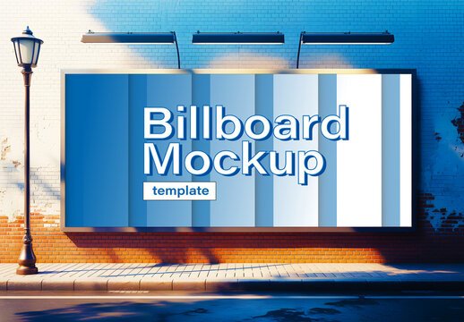 Outdoor Billboard Mockup on a Brick Wall