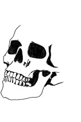 Black skull doodle, spooky abstract skeleton illustration for gothic pop art design
