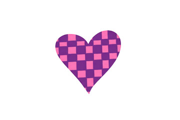 Pink checkered heart doodle, playful abstract love illustration for modern pop art design