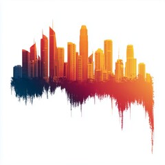 Fototapeta premium City Skyline Gradient: A stunning skyline emerges, showcasing the harmonious blend of urbanization and the natural world through an artistic gradient, symbolizing the vibrant city's energy.