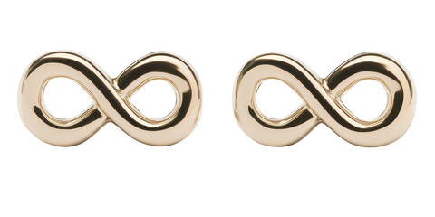 Two Polished Gold Infinity Symbols sign shape isolated on a transparent background