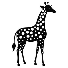 Fototapeta premium Black and White Silhouette of a Giraffe with Stylized Spot Pattern