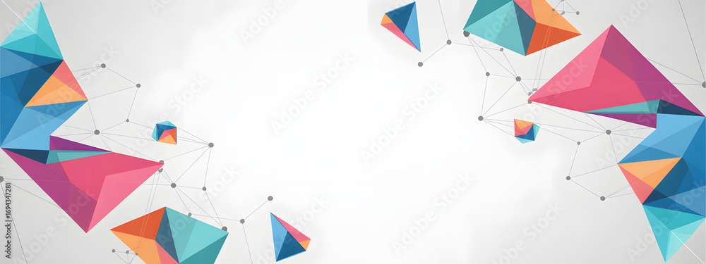 Aufkleber geometric harmony: a vivid visual composition of interconnected, multi-colored geometric shapes, sea