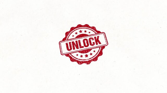 Unlock Circle Wooden Red Rubber Stamp Seal