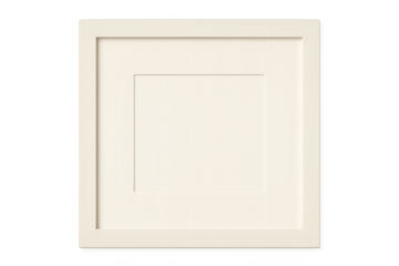 Isolated empty white picture frame with mat on transparent background, blank