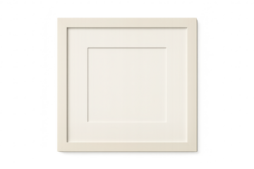 Modern empty white picture frame with mat isolated on transparent background.