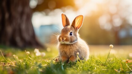 cute animal pet rabbit or bunny smiling and laughing isolated with copy space for easter background, rabbit, animal, pet, cute, fur, ear, mammal, background, celebration, generate by AI