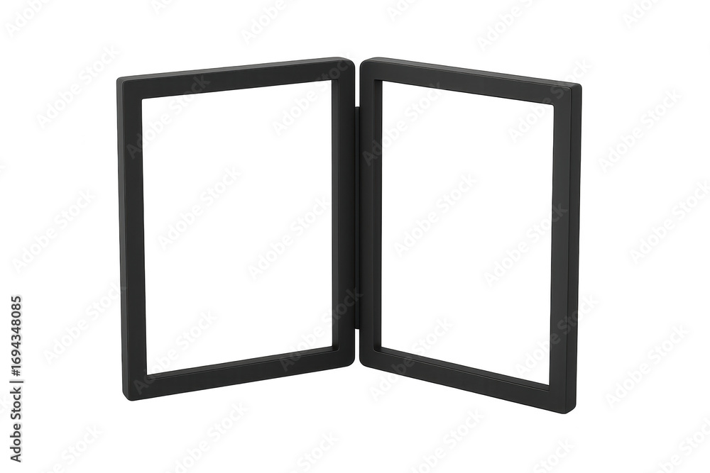 Poster two open blank digital display frames isolated on transparent background.