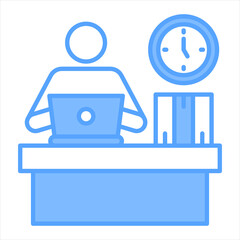 Office Secretary Blue Icon Vector Illustration